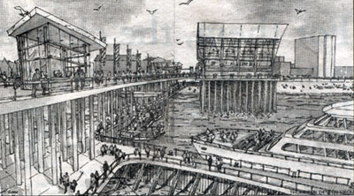 [artist rendering of the new proposed pier complex]